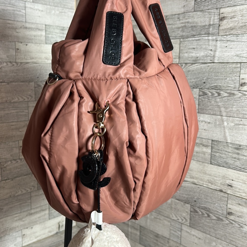 See By Chloe Coral Pink Puffer Tote - Picture 2 of 10